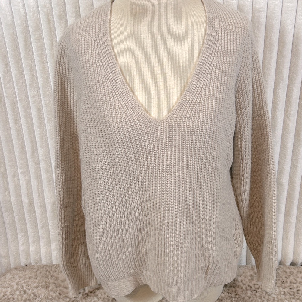 Autumn cashmere pure cashmere V-neck high low sweater M